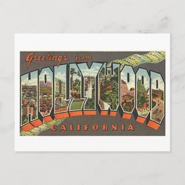 Vintager Stil Hollywood California Big Letter Postkarte (Vorderseite)