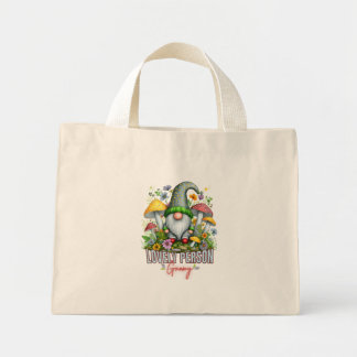 Vintager Stil Lounge Gnome mit Pilzen Kunst Mini Stoffbeutel