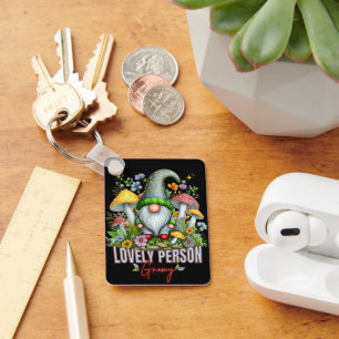 Vintager Stil Lounge Gnome mit Pilzen Kunst Schlüsselanhänger