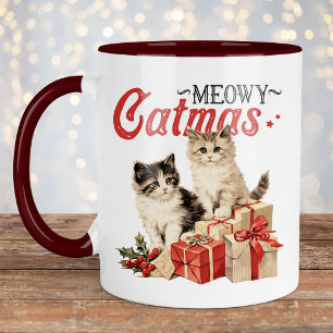 Vintager Stil Meowy Catmas Weihnachten Tasse