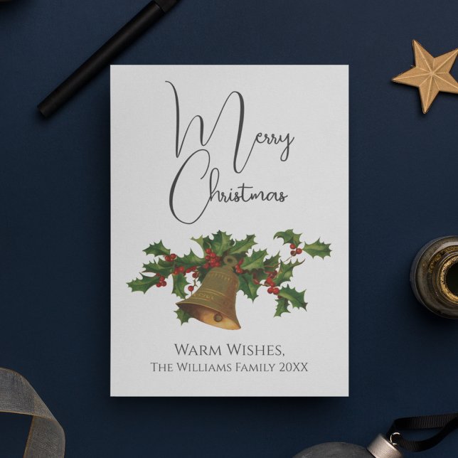 Vintager Stil Mistletoe Bell Frohe Weihnachten (Vintage Style Mistletoe Bell Merry Christmas Holiday Card
)