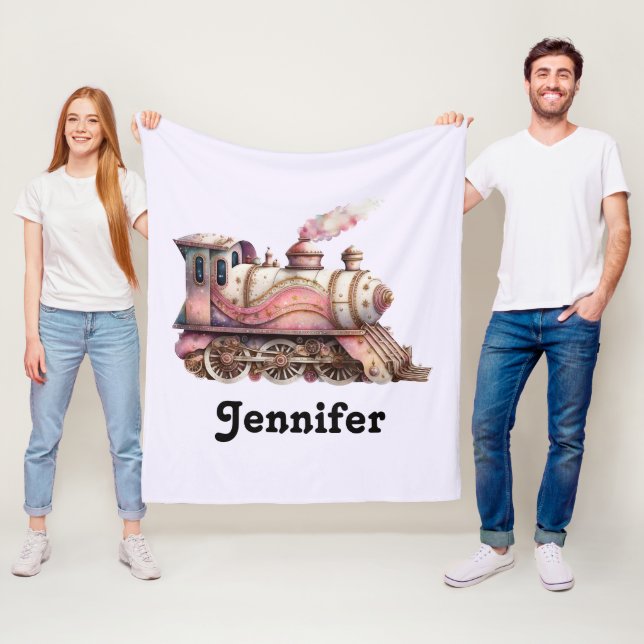 Vintager Stil mit rosa Dampfzug Fleecedecke (Beispiel)