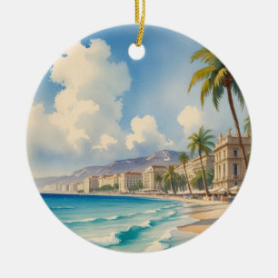 Vintager Stil Monte Carlo Beach Travel Keramik Ornament
