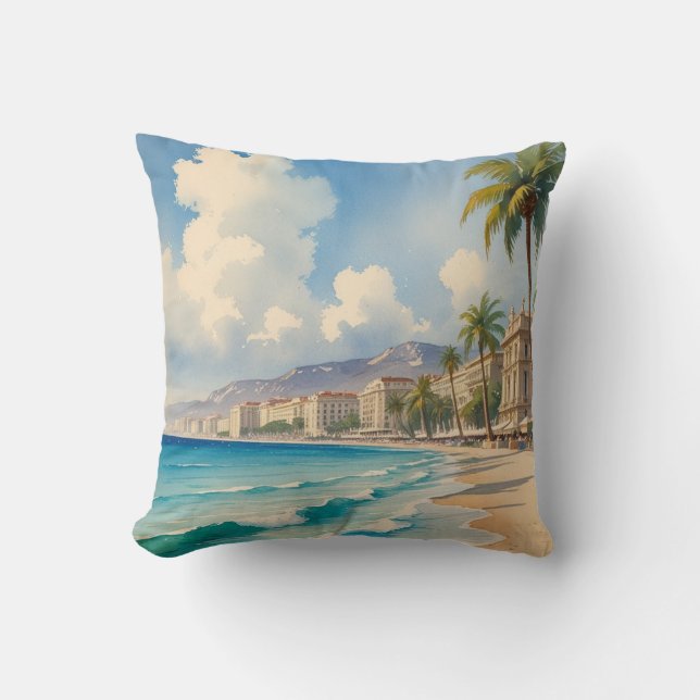 Vintager Stil Monte Carlo Beach Travel Kissen (Vorderseite)