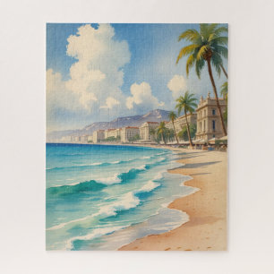 Vintager Stil Monte Carlo Beach Travel Puzzle