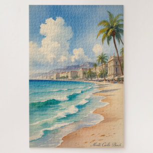 Vintager Stil Monte Carlo Beach Travel Puzzle