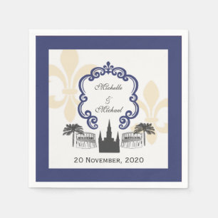 Vintager Stil New Orleans Blue Wedding Event Serviette
