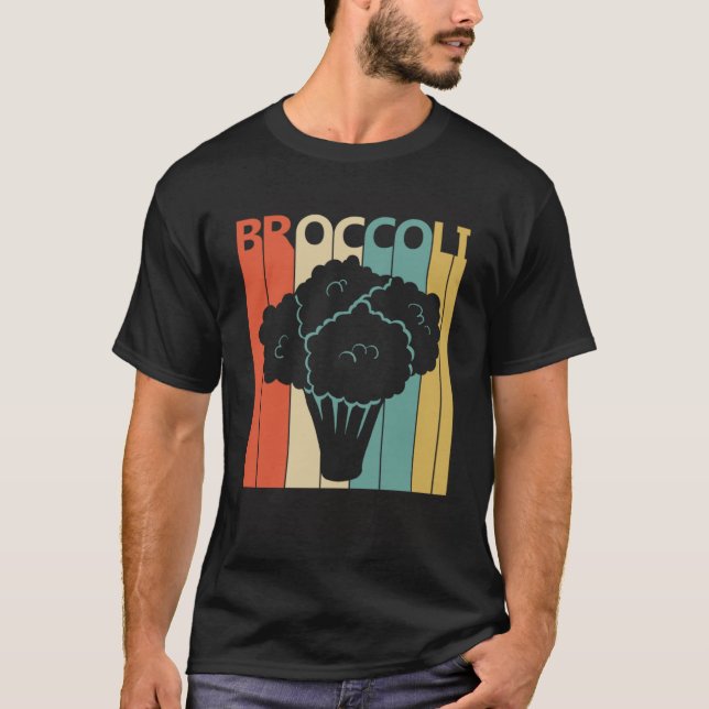 Vintager Stil Niedlich Broccoli Gemüse T-Shirt (Vorderseite)
