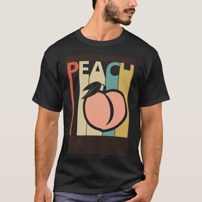 Vintager Stil Niedlich Peach Frucht T-Shirt (Vorderseite)