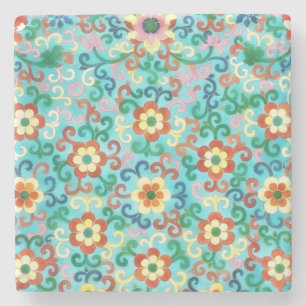 Vintager Stil Niedliche Blume Blumenmuster Steinuntersetzer