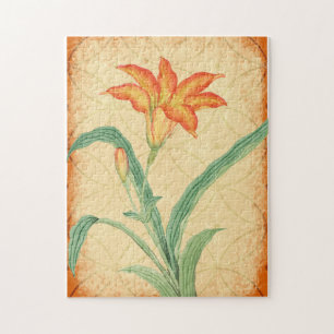 Vintager Stil Orange Lily Blume Blumenpuzzle Puzzle