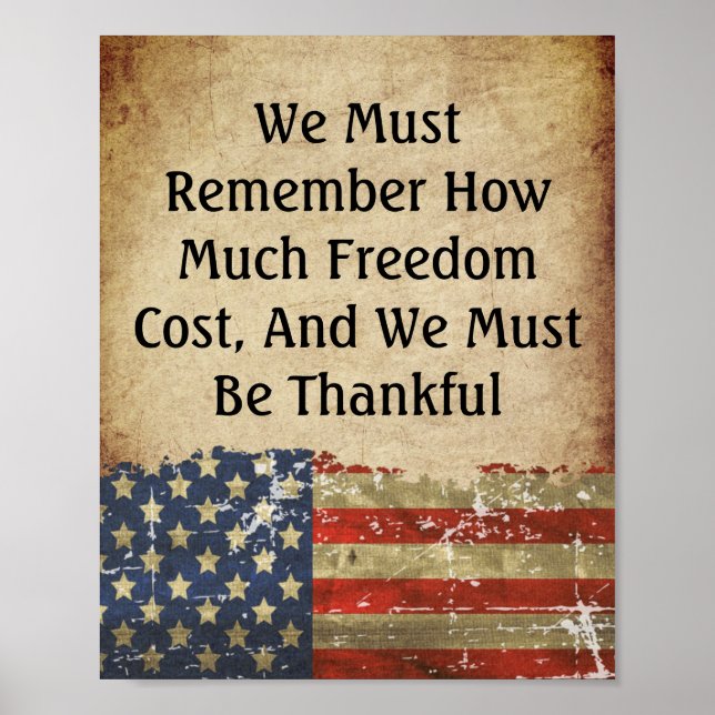 Vintager Stil Patriot American Flag Freiheit Zitat Poster (Vorne)