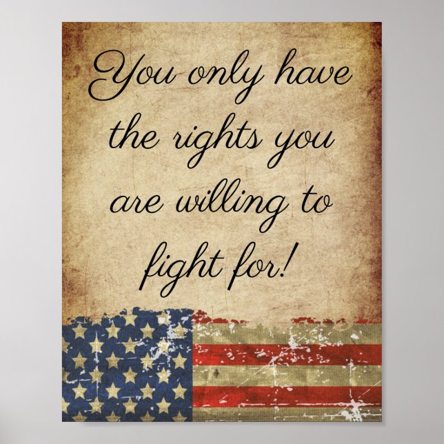 Vintager Stil Patriot American Flag Freiheit Zitat Poster (Vorne)