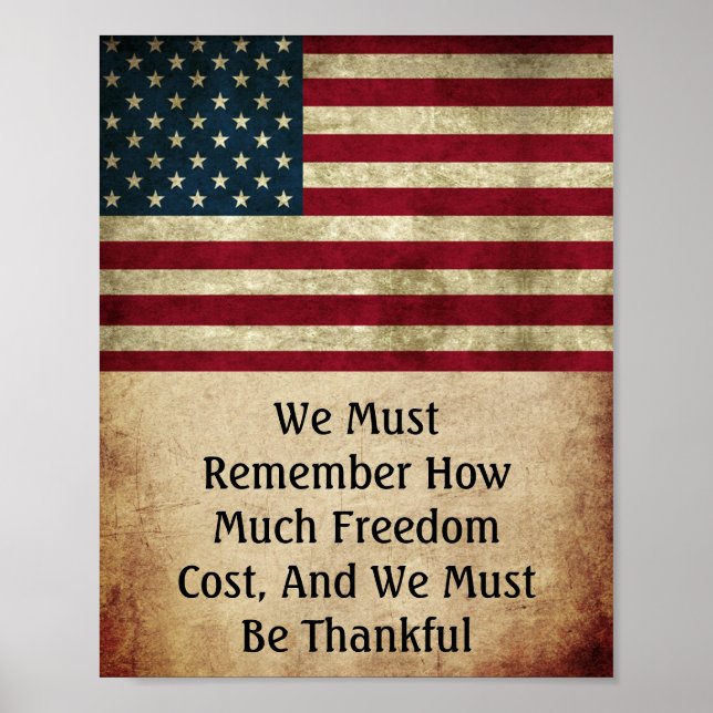 Vintager Stil Patriot American Flag Freiheit Zitat Poster (Vorne)