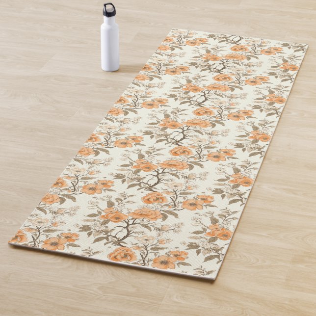 Vintager Stil Peach Blossom Blumenblume Gemustert Yogamatte (Beispiel)