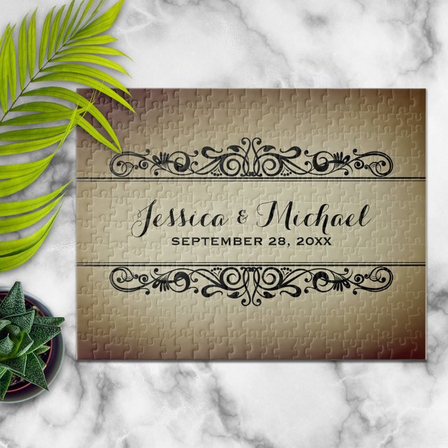 Vintager Stil Personalisierte Hochzeit Jahrestag Puzzle (Von Creator hochgeladen)