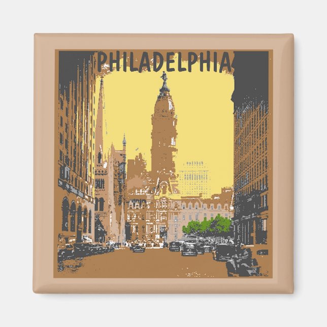 Vintager Stil Philadelphia Rathaus Magnet (Vorne)