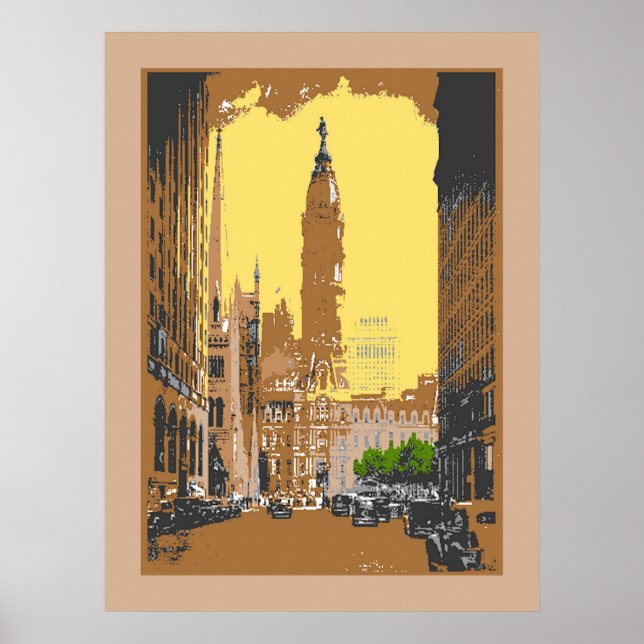 Vintager Stil Philadelphia Rathaus Poster (Vorne)