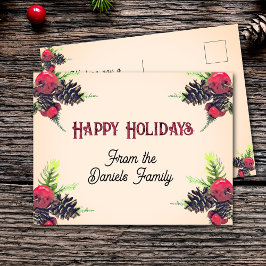 Vintager Stil Pine Cone & Berries Weihnachten Postkarte