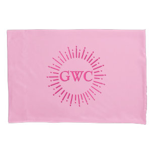 Vintager Stil Pink Sun Burst Custom Monogram Kissenbezug