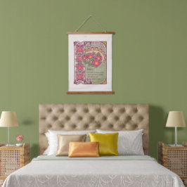 Vintager Stil Rosa Blume Dream Magie Wandteppich Mit Holzrahmen