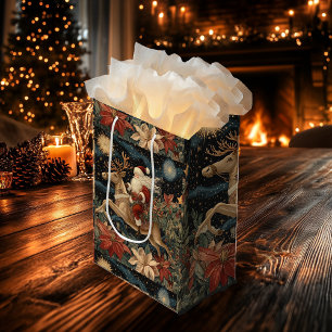 Vintager Stil - Santa Riding Rentier Design Mittlere Geschenktüte