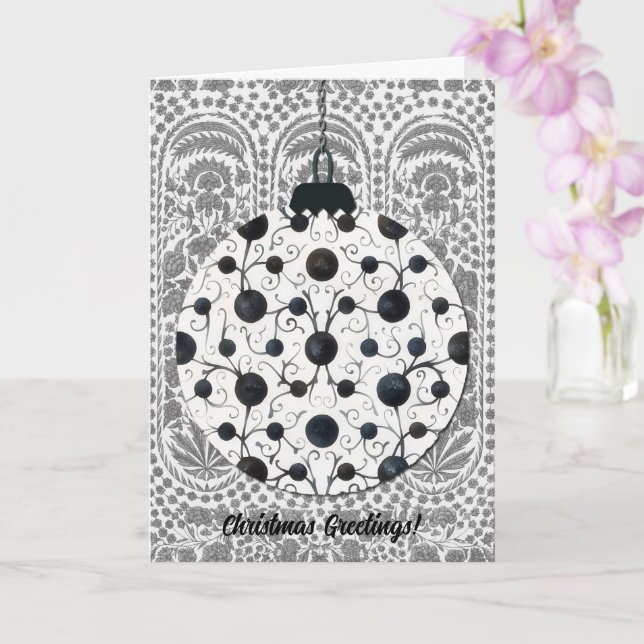 Vintager Stil Schwarz Grau Ornament Obelisk Karte (Orchidee)