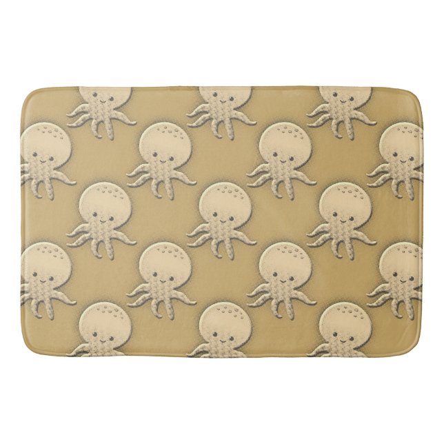Vintager Stil Sepia Baby Octopus Badematte (Vorderseite)