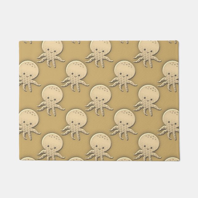 Vintager Stil Sepia Baby Octopus Fußmatte (Vorderseite)