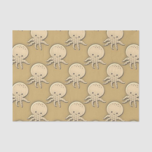 Vintager Stil Sepia Baby Octopus Seidenpapier (Vorderseite)