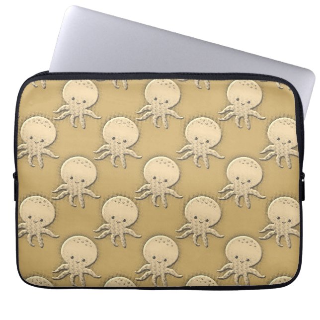 Vintager Stil Sepia Baby Octopus Tissue Paper Laptopschutzhülle (Vorderseite)