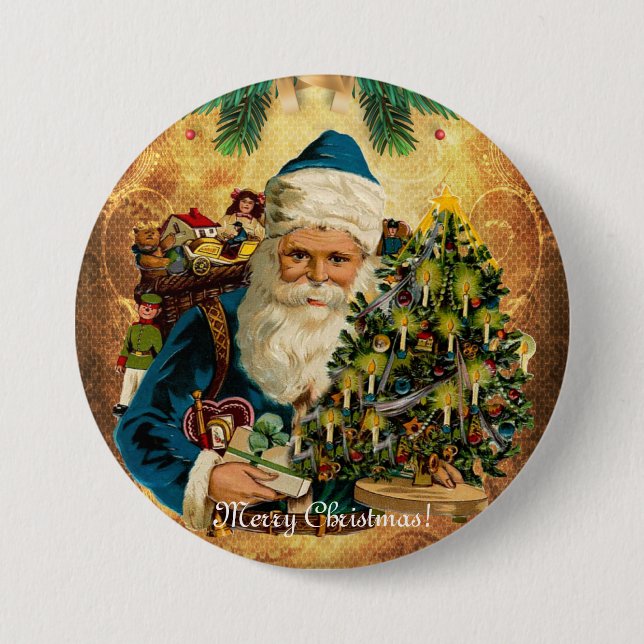 Vintager Stil St. Nikolaus (Weihnachtsmann) Weihna Button (Vorderseite)