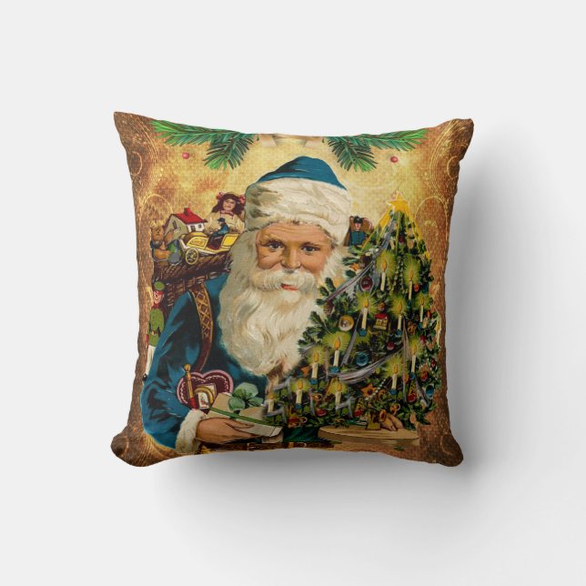 Vintager Stil St. Nikolaus (Weihnachtsmann) Weihna Kissen (Vorderseite)