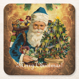 Vintager Stil St. Nikolaus (Weihnachtsmann) Weihna Rechteckiger Pappuntersetzer