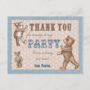 Vintager Stil Teddy Bear Danke Postcard Postkarte