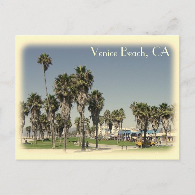 Vintager Stil Venice Beach Postcard! Postkarte (Vorderseite)