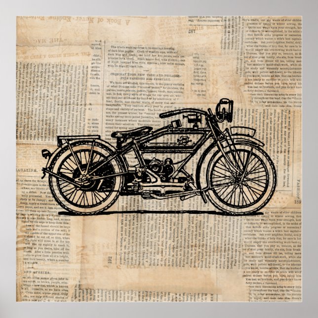 Vintager Stil von Motorrädern Poster (Vorne)