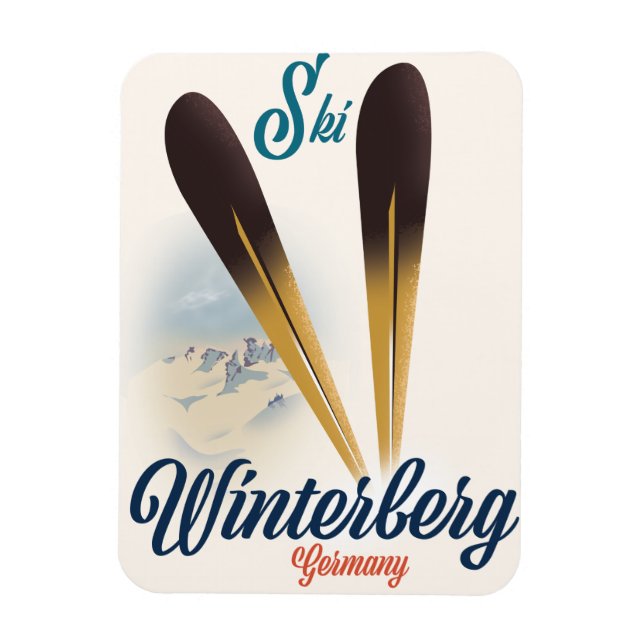 Vintager Stil Winterberg Deutschland Skiposter Magnet (Vertikal)