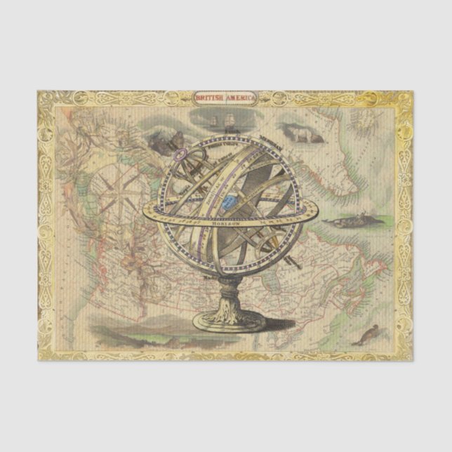 Vintager Stil World Map Paper Seidenpapier (Vorderseite)