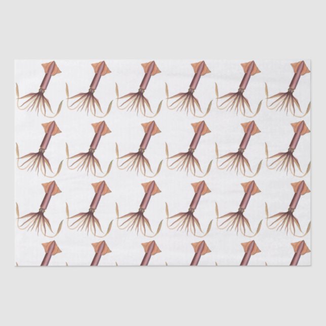 Vintager stilisierter Tintenfisch Zeichnend Nummer Seidenpapier (Vorderseite)