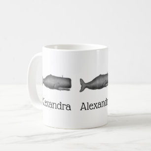 Vintager stilisierter Wal #1 N aus dem 19. Jahrhun Kaffeetasse