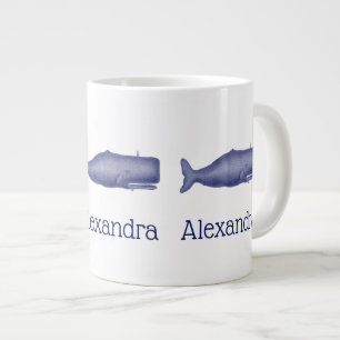 Vintager stilisierter Wal #1 N Blue aus dem 19. Ja Jumbo-Tasse