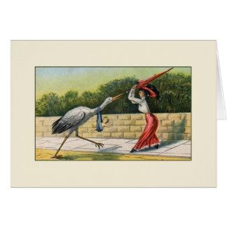 Vintager Storch-humorvolle Baby-Karte