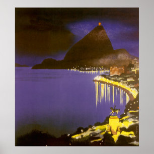 Vintager Strand am Abend in Rio de Janeiro, Brasil Poster