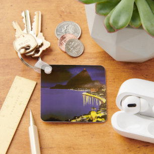 Vintager Strand am Abend in Rio de Janeiro, Brasil Schlüsselanhänger