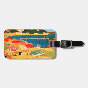 Vintager Strand an der Côte d'Azur Gepäckanhänger