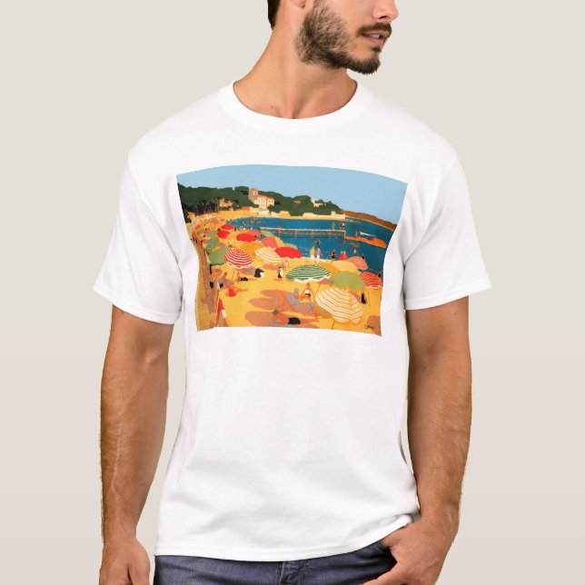 Vintager Strand an der Côte d'Azur T-Shirt (Vorderseite)