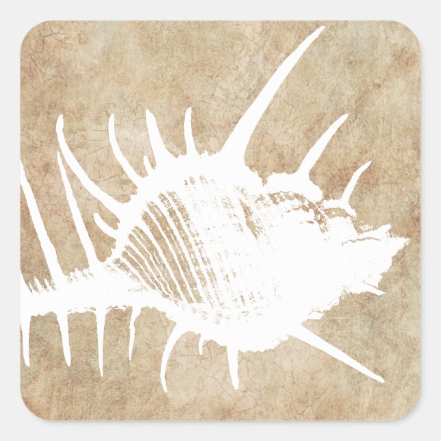 Vintager Strand im Weißen Ozean Quadratischer Aufkleber (Vorderseite)