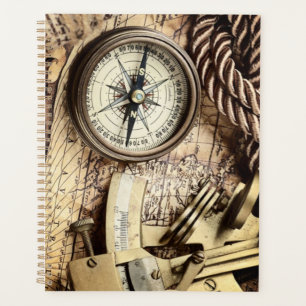 Vintager Strand nautischer antiker Kompass Planer