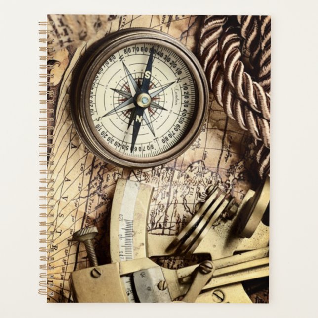 Vintager Strand nautischer antiker Kompass Planer (Vorderseite)